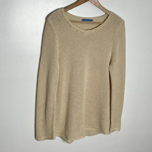 J. McLaughlin Long Sleeve Donna Sweater Womens Large Beige Linen Blend Neutral - Picture 4 of 10